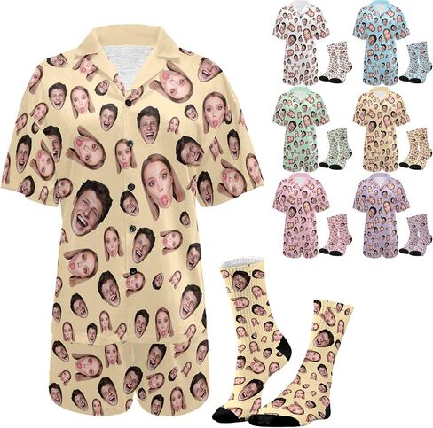 Personalized Pajamas Custom Pet Face Matching Pajama Sets for Couples Funny Photo Christmas Vacations Pjs for Women Men in Kuwait