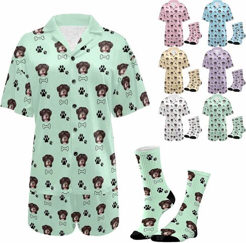 Personalized Pajamas Custom Pet Face Matching Pajama Sets for Couples Funny Photo Christmas Vacations Pjs for Women Men in Saudi Arabia
