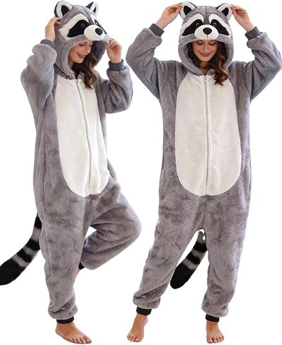 Raccoon Costume,Adult Raccoon Onesie Animal Halloween Cosplay Costume Women Men in Saudi Arabia