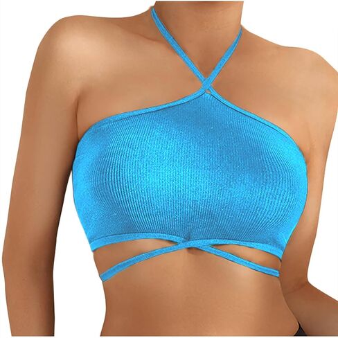 Women's Criss Cross Halter Bra No Underwire Strapless Crop Cami Yoga Bralette Tube Top Seamless Push Up Bandeau Bras in Saudi Arabia