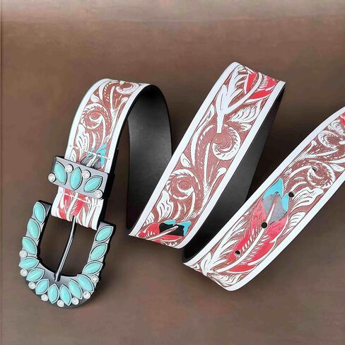 Turquoise Belt for Women, Brown Western Leather Belts for Women, Vintage Country Cowgirl Belt, Western Wear Boho Accessories in Kuwait