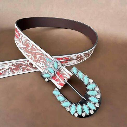 Turquoise Belt for Women, Brown Western Leather Belts for Women, Vintage Country Cowgirl Belt, Western Wear Boho Accessories in Kuwait