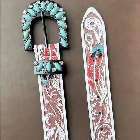 Turquoise Belt for Women, Brown Western Leather Belts for Women, Vintage Country Cowgirl Belt, Western Wear Boho Accessories in Kuwait
