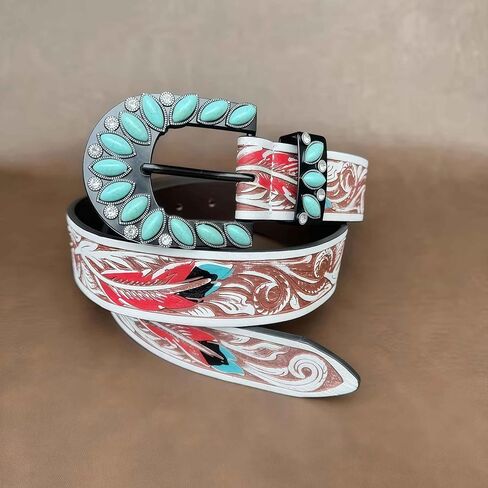 Turquoise Belt for Women, Brown Western Leather Belts for Women, Vintage Country Cowgirl Belt, Western Wear Boho Accessories in Kuwait