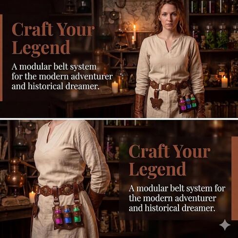 3 Pcs Brown Renaissance Belt Medieval Belt women with Potion Bottle and Butterfly Skirt Hike Renfaire Accessories Cosplay Boho in Saudi Arabia