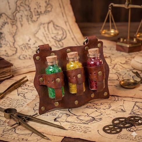 3 Pcs Brown Renaissance Belt Medieval Belt women with Potion Bottle and Butterfly Skirt Hike Renfaire Accessories Cosplay Boho in Saudi Arabia