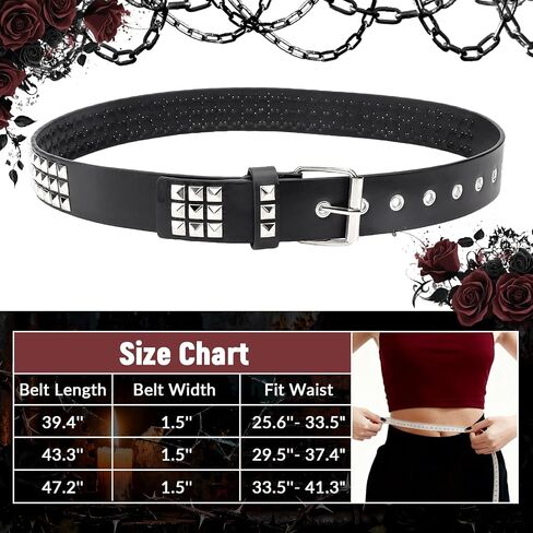 Rock Rivet Belt Gothic Belt with Pyramid Studded Punk Rivet Band for Men and Women, Black (Black, Fit Waist 29.5''- 37.4") in Saudi Arabia