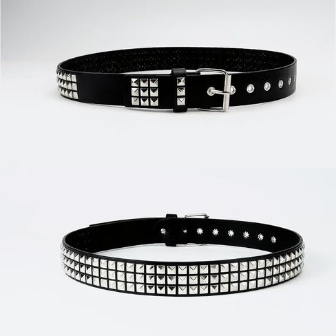 Rock Rivet Belt Gothic Belt with Pyramid Studded Punk Rivet Band for Men and Women, Black (Black, Fit Waist 29.5''- 37.4") in Saudi Arabia