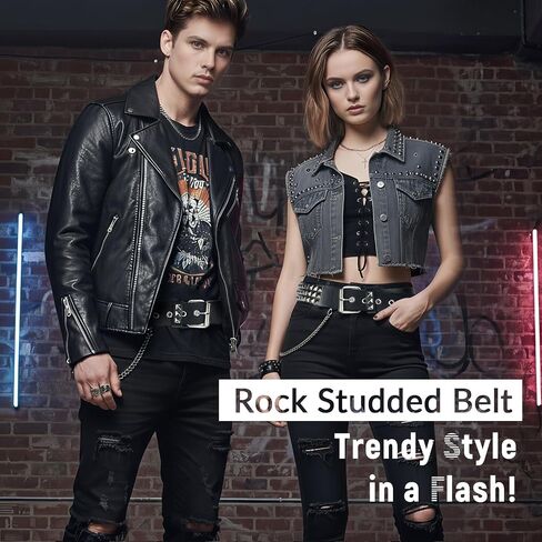 Rock Rivet Belt Gothic Belt with Pyramid Studded Punk Rivet Belts for Men Women Black in Saudi Arabia