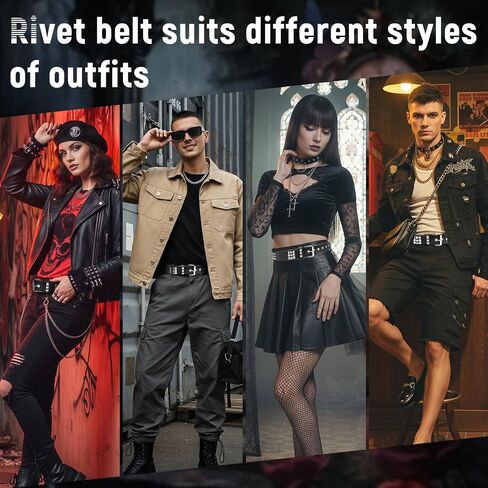Rock Rivet Belt Gothic Belt with Pyramid Studded Punk Rivet Belts for Men Women Black in Saudi Arabia