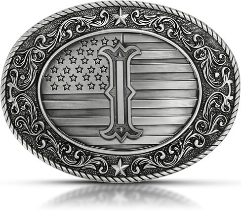 Superkred Western Belt Buckle for Men, Cowboy Initial Accessory for Women,Letters ABCDJMR to Z(Silver) in Saudi Arabia