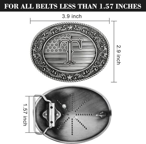 Superkred Western Belt Buckle for Men, Cowboy Initial Accessory for Women,Letters ABCDJMR to Z(Silver) in Saudi Arabia