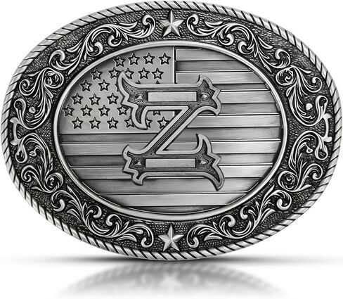 Superkred Western Belt Buckle for Men, Cowboy Initial Accessory for Women,Letters ABCDJMR to Z(Silver) in Saudi Arabia