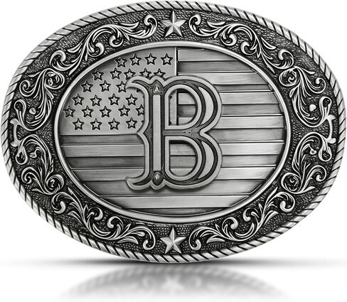 Superkred Western Belt Buckle for Men, Cowboy Initial Accessory for Women,Letters ABCDJMR to Z(Silver) in Saudi Arabia