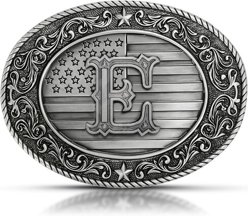 Superkred Western Belt Buckle for Men, Cowboy Initial Accessory for Women,Letters ABCDJMR to Z(Silver) in Saudi Arabia