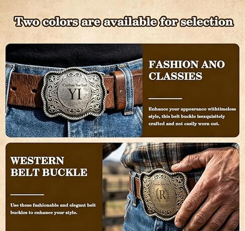 Custom Western Belt Buckles for Men Women Rodeo Cowgirl Cowboy, Personalized Large Gold Cowboy Belt Buckle Cowboy Belt Buckles for Removable 1.5" Leather Snap Belt Strap in Saudi Arabia