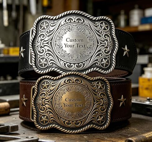 Custom Western Belt Buckles for Men Women Rodeo Cowgirl Cowboy, Personalized Large Gold Cowboy Belt Buckle Cowboy Belt Buckles for Removable 1.5" Leather Snap Belt Strap in Saudi Arabia