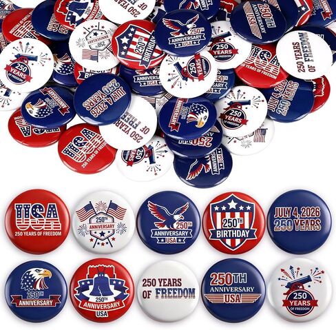 Kigeli 250th Anniversary Merchandise 4th of July Patriotic Pins 250th Anniversary Parade Throws Independence Day Gifts in Kuwait