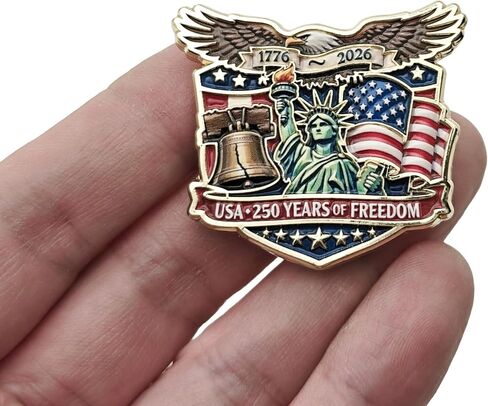 USA 250th Anniversary Enamel Lapel Pin 1776–2026 Patriotic American Flag Brooch Large Collectible Commemorative Badge Freedom Heritage Independence Day Gift in Saudi Arabia