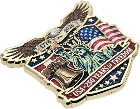 USA 250th Anniversary Enamel Lapel Pin 1776–2026 Patriotic American Flag Brooch Large Collectible Commemorative Badge Freedom Heritage Independence Day Gift in Saudi Arabia