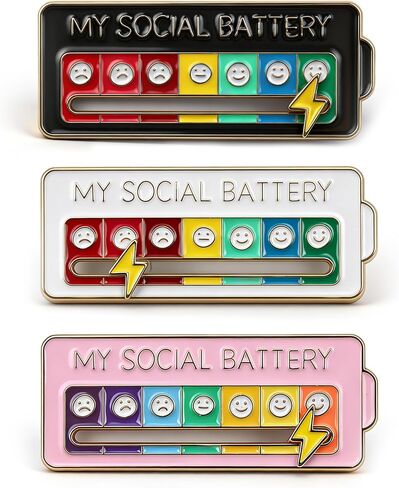 Social Battery Pin, My Social Battery Slider Pin for Introverts, Adjustable Funny Mood Tracker Enamel Pin, Cute Badge Pins for Backpacks, Bags & Clothes, Cool Funny Pins Gifts in Saudi Arabia