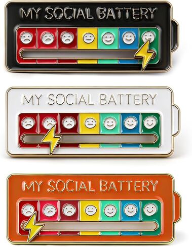 Social Battery Pin, My Social Battery Slider Pin for Introverts, Adjustable Funny Mood Tracker Enamel Pin, Cute Badge Pins for Backpacks, Bags & Clothes, Cool Funny Pins Gifts in Saudi Arabia