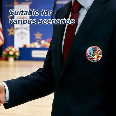 25/50PCS 250th Anniversary USA Lapel Pin – 1.2-Inch Resin-Coated US Patriot Collectible Accessories, Bulk 250th Merchandise Pins for Independence Day, 4th of July, Veterans Day – Souvenir Gifts in Saudi Arabia