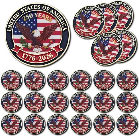 24PCS 250th Anniversary USA Lapel Pins 1776-2026, 1'' Gold Plated Enamel Patriotic Pins, Independence Day America 250 Celebration in Saudi Arabia