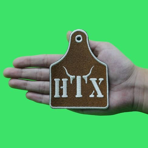 Bull Ear Tags-Brown/Creme Patch Western Country Cattle Embroidered Iron on in Saudi Arabia