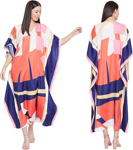 Oussum Women Plus Size Kaftans Kimono Polyester Dresses Loose Caftan Dress Ladies Evening Casual Long Maxi in Saudi Arabia