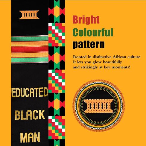 2026 African Kente Graduation Stole 2 Pack with Honor Cord, Master's Bachelor Ceremony in Saudi Arabia