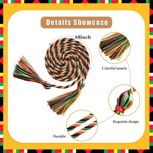 2026 African Kente Graduation Stole 2 Pack with Honor Cord, Master's Bachelor Ceremony in Saudi Arabia