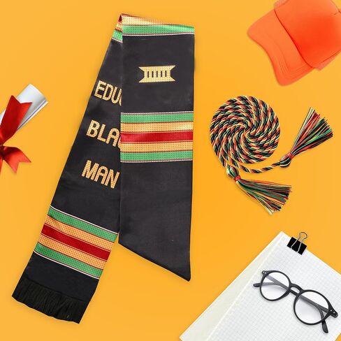 2026 African Kente Graduation Stole 2 Pack with Honor Cord, Master's Bachelor Ceremony in Saudi Arabia