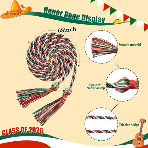 2026 Mexican Graduation Stole & Honor Cords Sash, Hispanic Printed Mexico Graduation Sash Sarape in Saudi Arabia