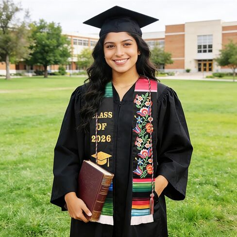 2026 Mexican Graduation Stole & Honor Cords Sash, Hispanic Printed Mexico Graduation Sash Sarape in Saudi Arabia