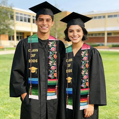 2026 Mexican Graduation Stole & Honor Cords Sash, Hispanic Printed Mexico Graduation Sash Sarape in Saudi Arabia