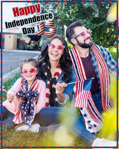 Shyyween 8 Pcs Patriotic American Flag Scarf 4th of July Long Shawl Unisex Chiffon Red White Blue USA Flag Scarf 35 x 71 Inch for Election Day Independence Day Gift in Kuwait