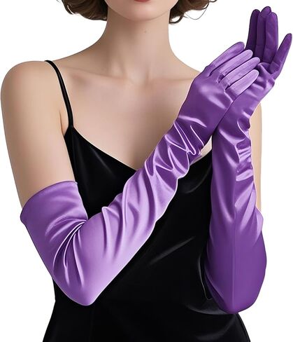 THARAHT Women Long Gloves with Satin Elbow Length for 1920s Opera Tea Party Costumes Bridal Evening Dress in Saudi Arabia