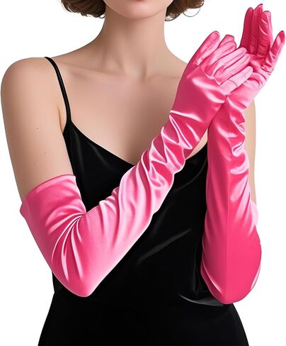THARAHT Women Long Gloves with Satin Elbow Length for 1920s Opera Tea Party Costumes Bridal Evening Dress in Kuwait