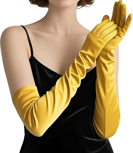 THARAHT Women Long Gloves with Satin Elbow Length for 1920s Opera Tea Party Costumes Bridal Evening Dress in Kuwait