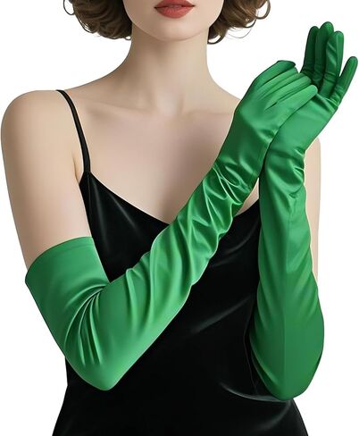 THARAHT Women Long Gloves with Satin Elbow Length for 1920s Opera Tea Party Costumes Bridal Evening Dress in Kuwait