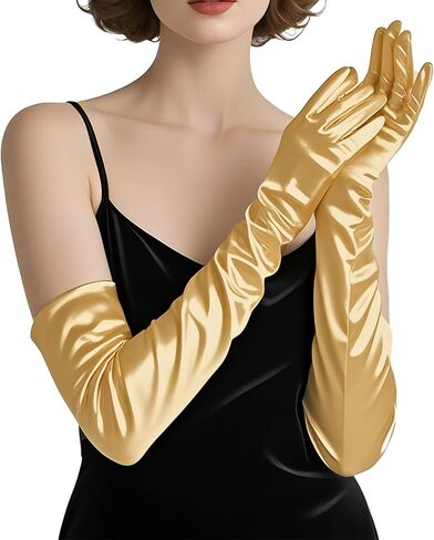 THARAHT Women Long Gloves with Satin Elbow Length for 1920s Opera Tea Party Costumes Bridal Evening Dress in Kuwait