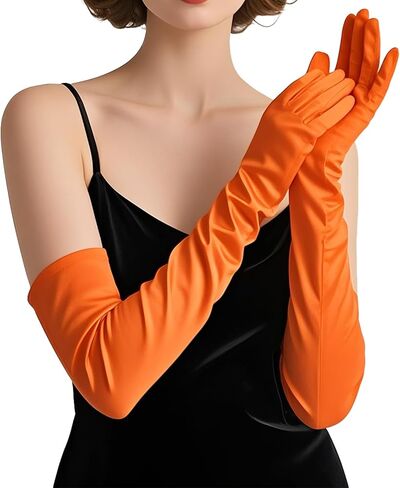THARAHT Women Long Gloves with Satin Elbow Length for 1920s Opera Tea Party Costumes Bridal Evening Dress in Kuwait