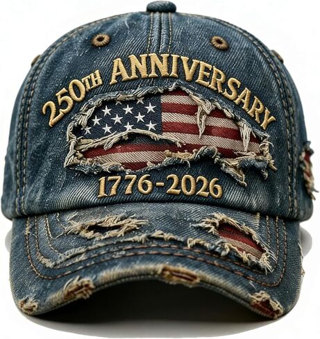250 Anniversary USA Hat USA 250th Anniversary hat Adjustable Embroidered Ripped Denim Baseball Cap for Men Women in Saudi Arabia
