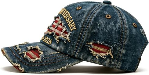 250 Anniversary USA Hat USA 250th Anniversary hat Adjustable Embroidered Ripped Denim Baseball Cap for Men Women in Saudi Arabia