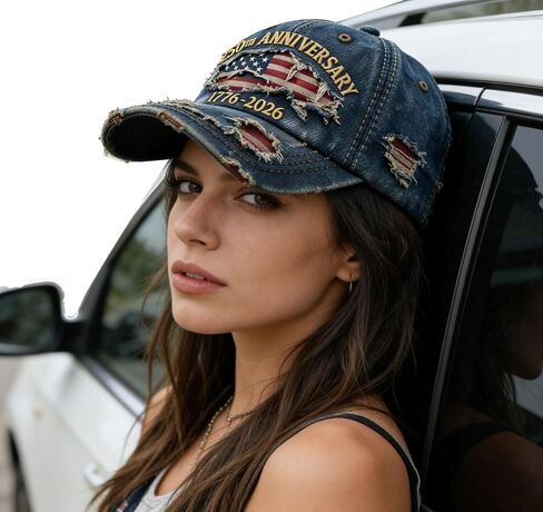 250 Anniversary USA Hat USA 250th Anniversary hat Adjustable Embroidered Ripped Denim Baseball Cap for Men Women in Saudi Arabia