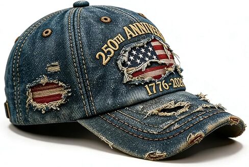 250 Anniversary USA Hat USA 250th Anniversary hat Adjustable Embroidered Ripped Denim Baseball Cap for Men Women in Saudi Arabia