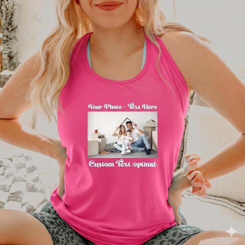 Custom Racerback Tank Tops for Women and Men, Personalized Workout Gym Tank Top, Create Your Own Tank with Logo, Photo, Text or Image, Fitness, Yoga, Summer Beach Athletic Tanktop for Adults in Kuwait