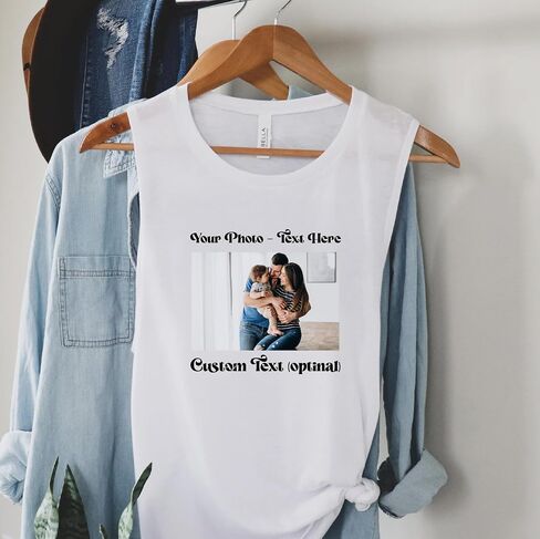 Custom Racerback Tank Tops for Women and Men, Personalized Workout Gym Tank Top, Create Your Own Tank with Logo, Photo, Text or Image, Fitness, Yoga, Summer Beach Athletic Tanktop for Adults in Kuwait