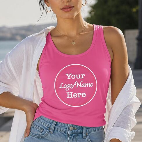 Custom Racerback Tank Tops for Women and Men, Personalized Workout Gym Tank Top, Create Your Own Tank with Logo, Photo, Text or Image, Fitness, Yoga, Summer Beach Athletic Tanktop for Adults in Kuwait